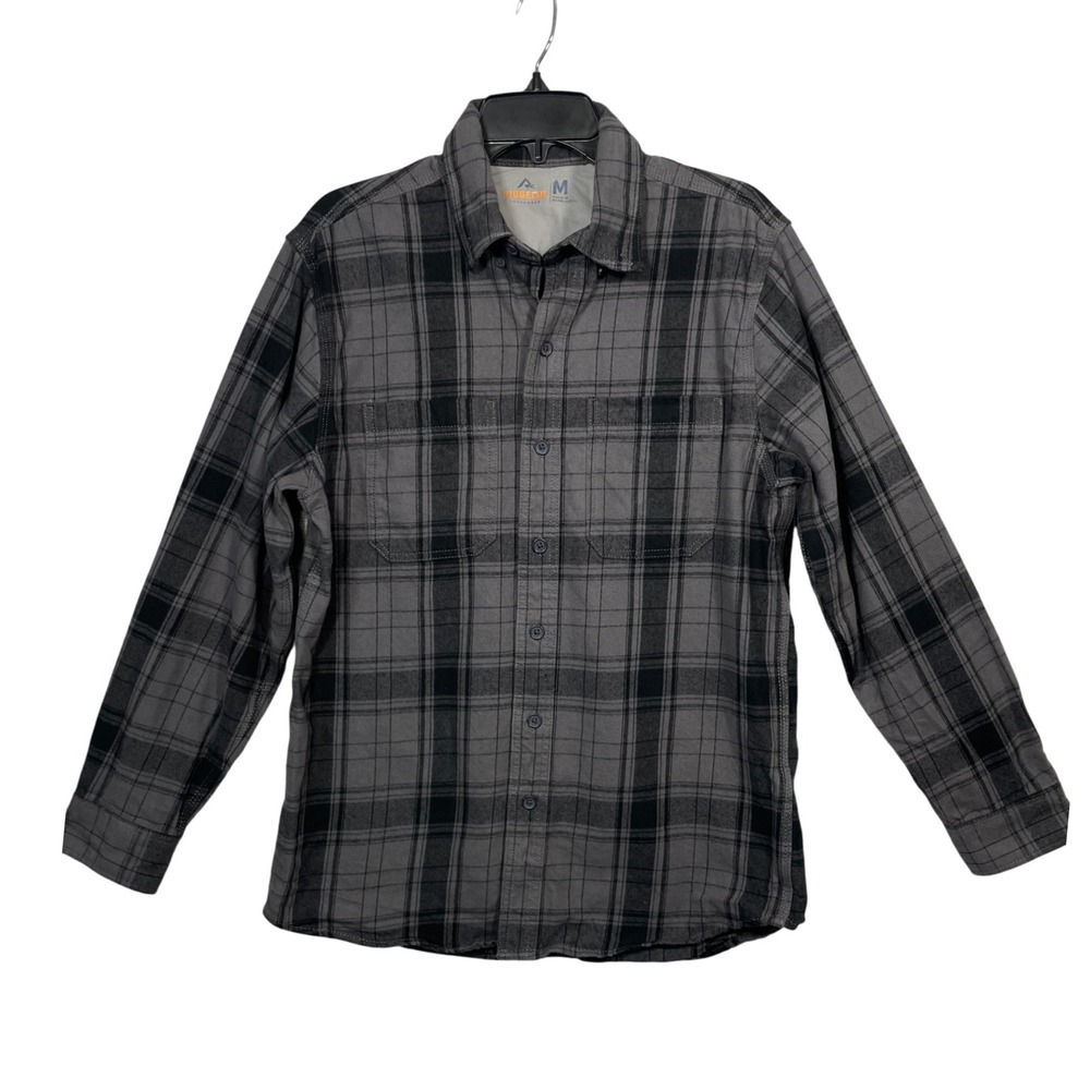 Ridgecut Women Gray Black‎ Plaid Flannel Long Sleeve Button Down Shirt Medium